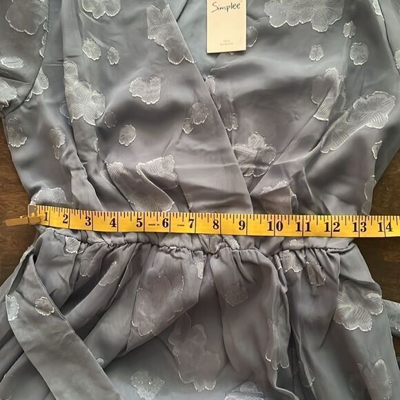 NWT Simplee Short Sleeve Wrap Maxi Dress V Neck Burnout Floral Formal Dress - Picture 11 of 14